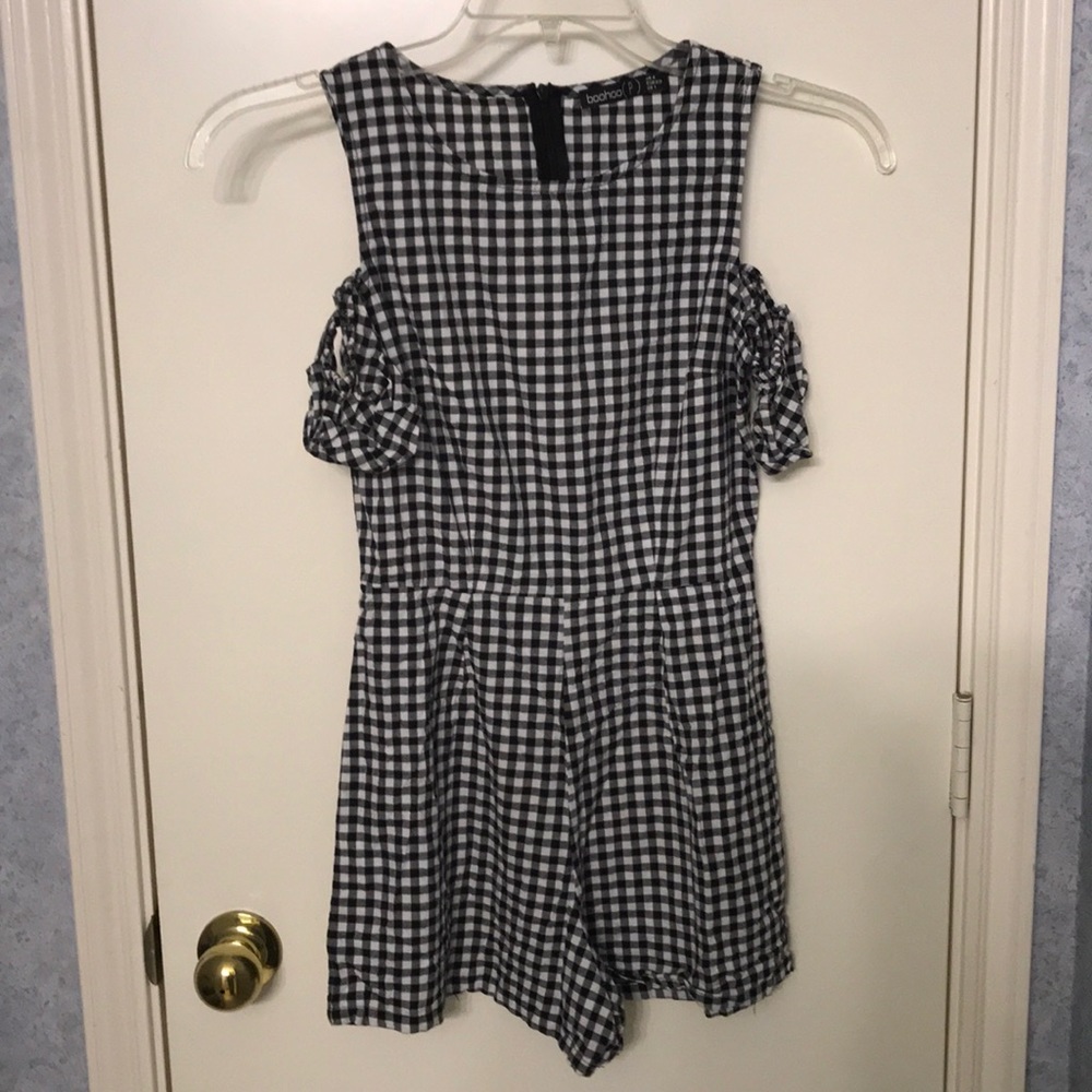 Black and White checked romper